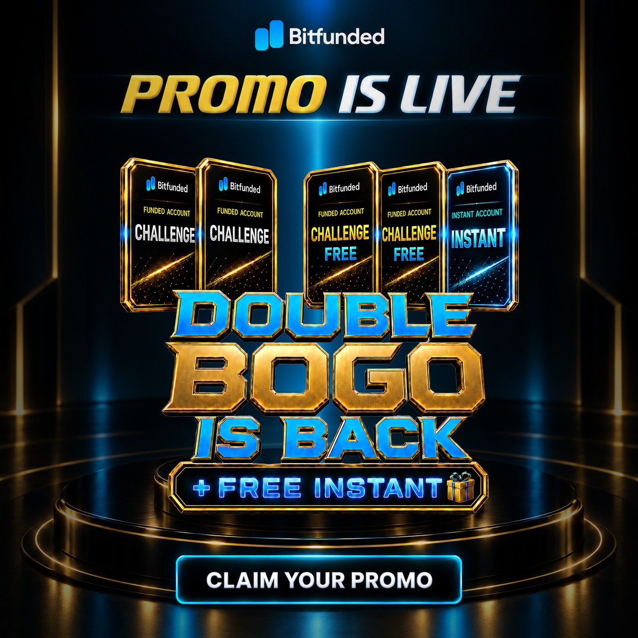 Double BOGO is BACK, buy 2 get 3 free, free challenges same size: 2 Step or 1 Step